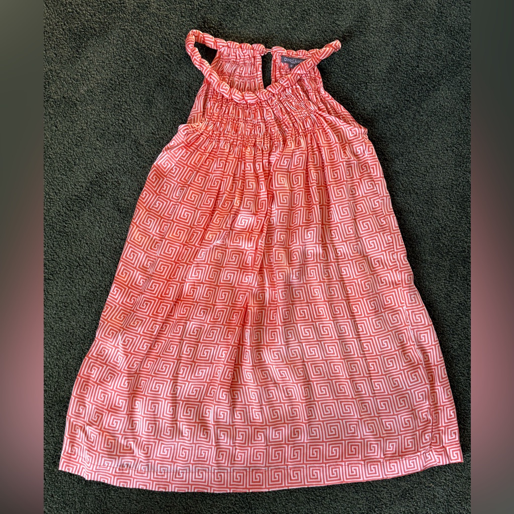 Pink Geometric Kids Casual Dress